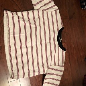 Stripped Long Sleeve Cropped Sweater Shirt